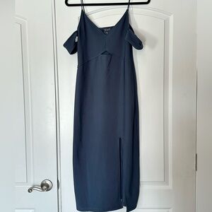 Topshop Navy Cold Shoulder Midi Dress